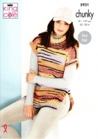 Knitting Pattern - King Cole 5931 - Safari Chunky - Ladies Cowl and V Neck Tanks